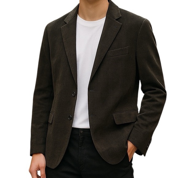 Ermenegildo Zegna Brown with Black Glen Plaid Blazer Jacket 52R(42 US)